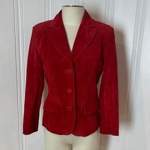 BERNARDO Red Suede Blazer | Luxe Tailored Suede Jacket | Size estimated S